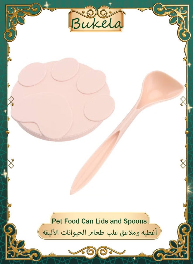 Bukela Pet Food Can Lids and Spoons Universal BPA Free Silicone Can Lids Covers for Dogs and Cat Food Tin Covers for Dog Food One Can Cap Fit Most Standard Size Canned Dog Cat Food (Pink) - Image 1